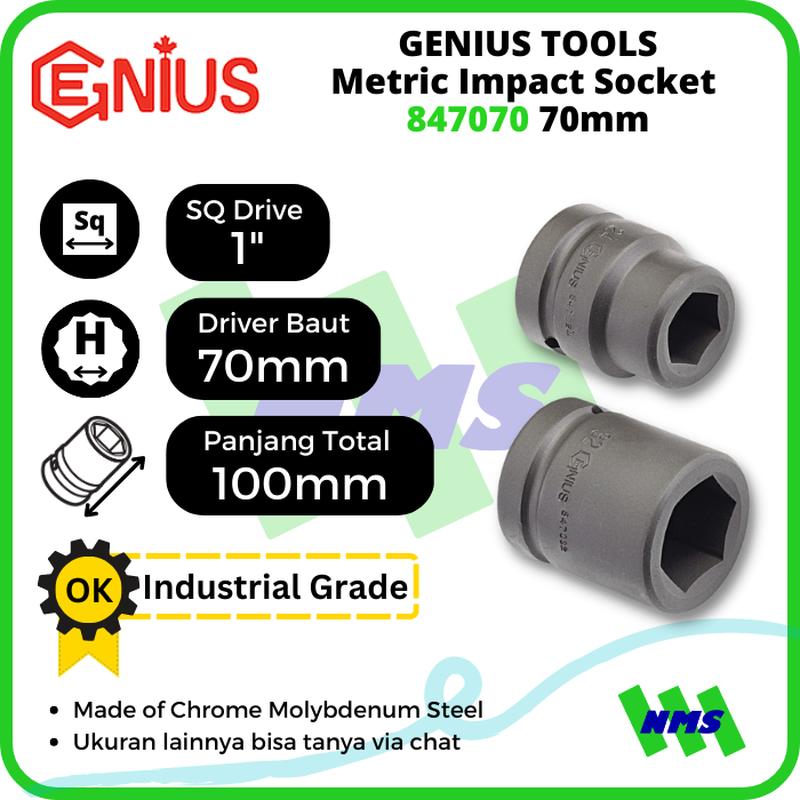 Mata Sok Metric Impact Sockets 1" 6pt. 70mm 847070 GENIUS