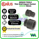 Mata Sok Metric Thin Wall Impact Sockets 3/4" 12pt. 36mm 655236 GENIUS