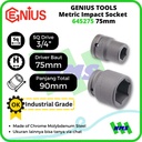 Mata Sok Metric Impact Sockets 3/4" Inci 6pt. 75mm 645275 GENIUS