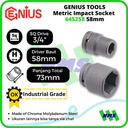 Mata Sok Metric Impact Sockets 3/4" Inci 6pt. 58mm 645258 GENIUS