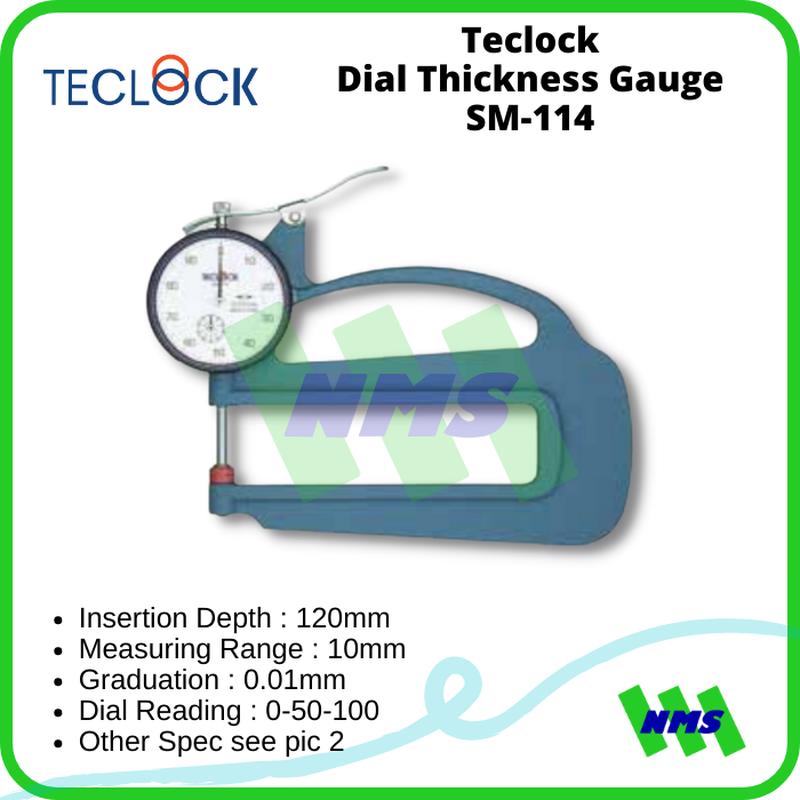 Teclock SM-114 Dial Thickness Gauge 10mm Alat Ukur Ketebalan