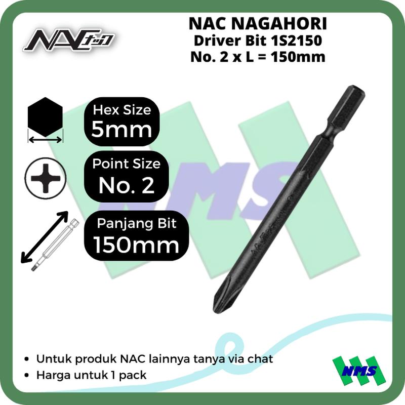 Screw Driver Bit 1S2150 NAC NAGAHORI No 2 x L = 150mm Ori Japan