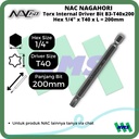 Torx Internal Driver Bit SQ1/4 x T40 x L 200mm Nagahori NAC B3-T40x200