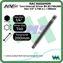 Torx Internal Driver Bit SQ1/4 x T40 x L 200mm Nagahori NAC B3-T40x200