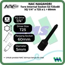 Torx Internal Socket SQ1/4 x T25 x L 90mm Nagahori NAC S2-T25x90
