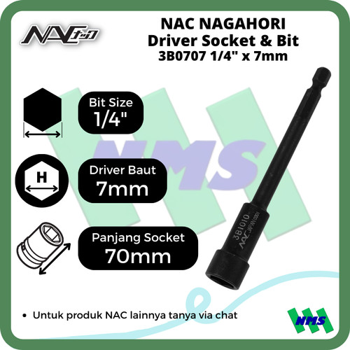 Driver Socket 7mm x L70mm Nagahori NAC 3B0707