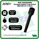 Impact Socket Long Mata Sok Hitam 1/2 x 6mm Nagahori NAC 406C100