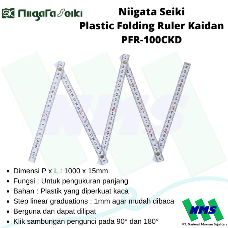 Penggaris Lipat Niigata Seiki Plastic Folding Ruler PFR-100CKD 1000mm