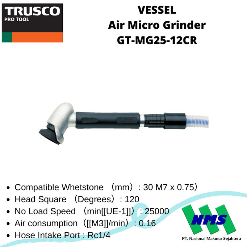 Trusco 124-7140 VESSEL Air Micro Grinder GT-MG25-12CR Gerinda Angin