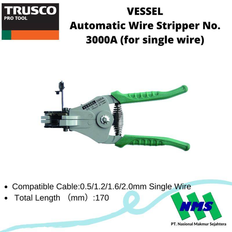TRUSCO 124-4370 VESSEL Automatic Wire Stripper No 3000A Pengupas Kabel