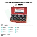 GENIUS Metric Impact Socket Set 1" 6pt. CM-110M