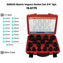 GENIUS Matric Impact Socket Set 3/4" 6pt. IS-617E