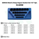 GENIUS Matric Deep Impact Socket Set 1/2" 6pt. IS-425M