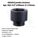 Jumbo Sockets 6pt. SQ1-1/2"x100mm x L115mm Genius Tools