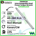 Kunci Torsi CSP280Nx22D 40-280Nm TOHNICHI Interchangeable TorqueWrench