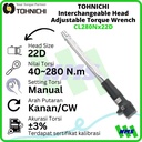 Kunci Torsi TOHNICHI CL280Nx22D 40 - 280 Nm Interchangeable Wrench