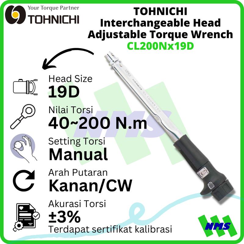 Kunci Torsi CL200Nx19D TOHNICHI Interchangeable Torque Wrench
