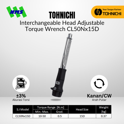 Kunci Torsi CL50Nx15D TOHNICHI Interchangeable Torque Wrench