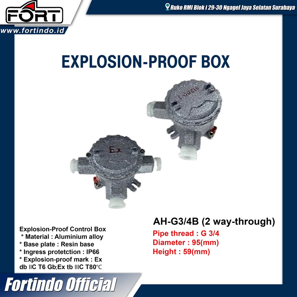 Explosion-Proof Junction Box AH-G3/4B (2 way-through) MERK FORT