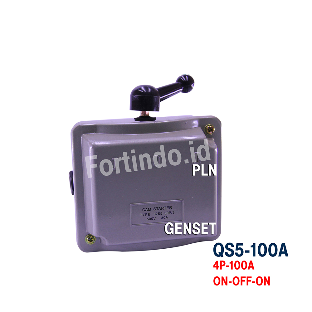 Cam Switch QS5-100A 4Pole 100A PLN GENSET Saklar Stater ON-OFF-ON FORT