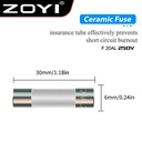 ZOYI Fuse Keramik Fuse For Multimeter Instrument 20A 6mm x 30mm 250V
