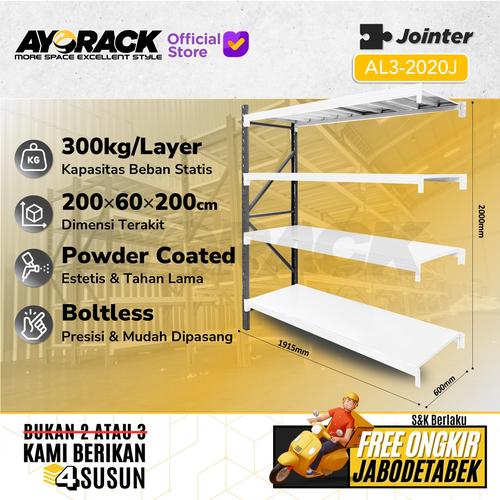 RAK GUDANG 4 SUSUN 2 METER AYORACK AL3-2020J LIGHT DUTY 300KG JOINTER