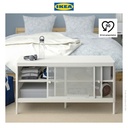 IKEA MACKAPAR Bangku Penyimpanan dengan Pintu Geser Putih 100x37cm