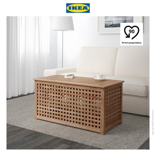 IKEA HOL Meja Samping Sofa dengan Penyimpanan Akasia 98x50 cm