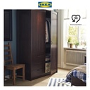 IKEA MUSKEN Lemari Pakaian 2 Pintu dan 3 Laci Cokelat 124x60x201 cm