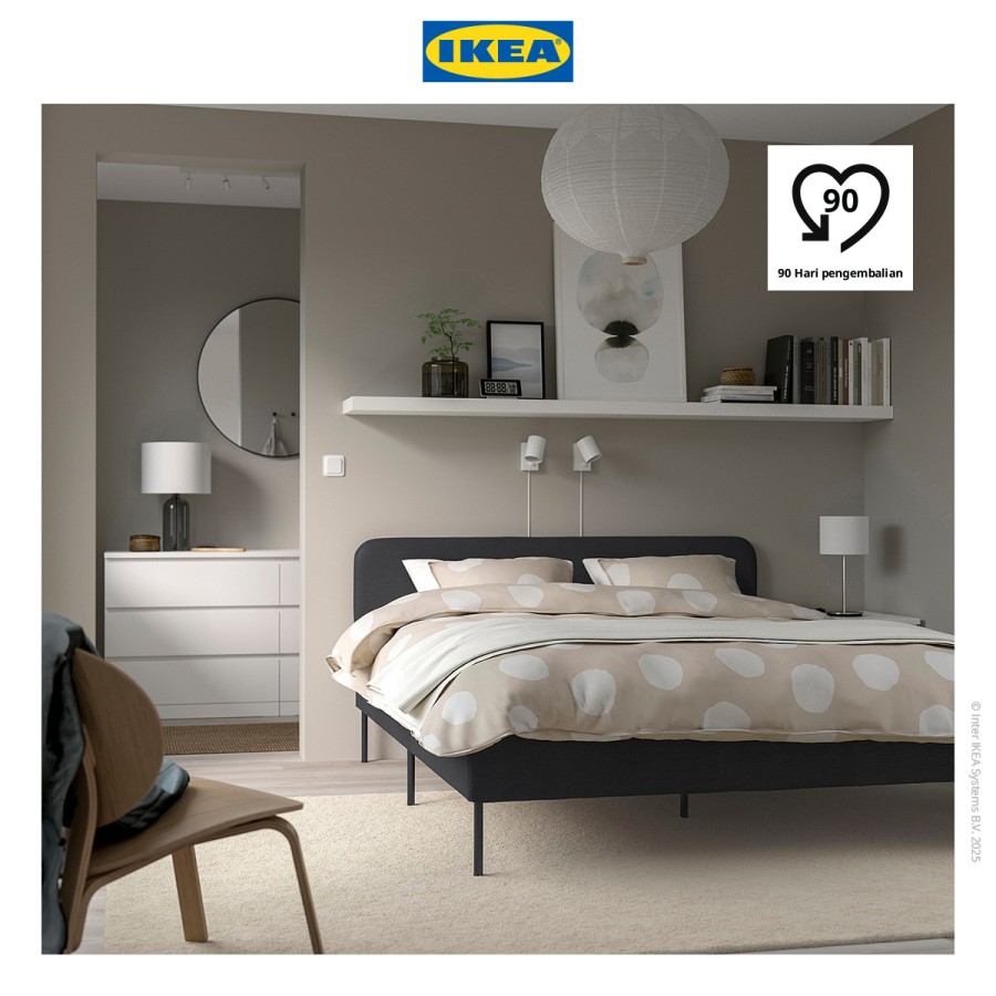 IKEA SLATTUM Rangka Tempat Tidur Berlapis Abu Tua 160x200cm
