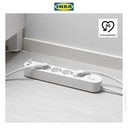 IKEA KOPPLA Jalur Stop Kontak 4 Colokan dengan 2 Port USB Putih 3m
