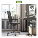 IKEA SMORKULL Kursi Kantor dengan Sandaran Tangan Abu-Abu Tua