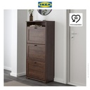 IKEA BRUSALI Kabinet Sepatu dengan 3 Kompartemen Cokelat 61x30x130cm