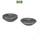 IKEA STRIMMIG Piring Cekung Tembikar Abu-Abu Muda 23cm Isi 4pcs