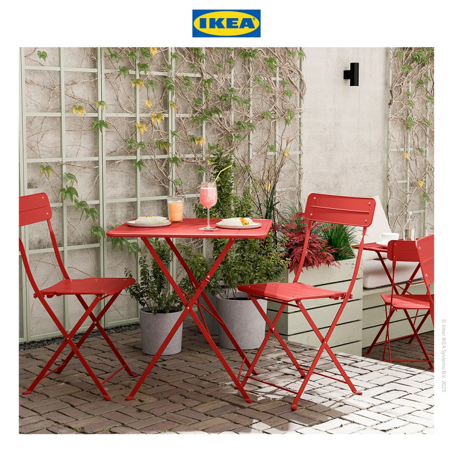 IKEA SUNDSO Meja Luar Ruangan Merah Terang 65x65cm
