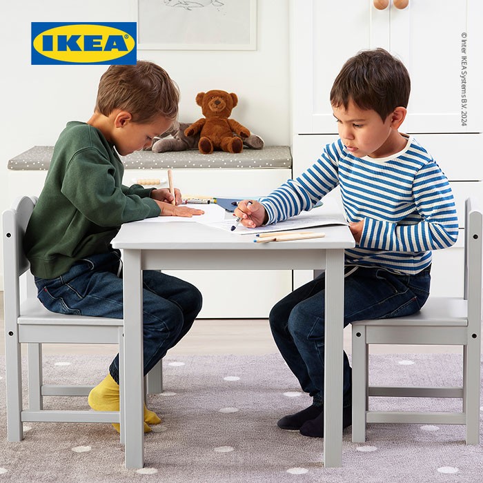 IKEA SUNDVIK Kursi Kecil Anak Abu-Abu 28x29x55 cm