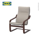 IKEA POANG Kursi Berlengan Hitam-Cokelat / Knisa Krem Muda