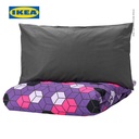 IKEA BLASKATA Sarung Duvet 150x200 dan Bantal 50x80 Ungu/Hitam Berpola