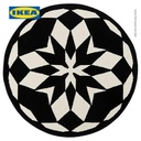 IKEA ENERGISYSTEM Karpet Bulu Tipis Bulat Putih/Hitam 130cm