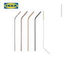 IKEA UPPSLUKAD Sedotan Minuman Stainless Dengan Sikat Pembersih Isi 4pcs