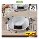IKEA VARKLYNNE Alas Piring Berpola Hitam/Putih 36x29cm