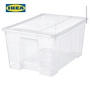 IKEA SAMLA Kotak Penyimpanan Transparan Dengan Tutup 57x39x28 cm/45L