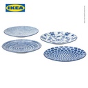 IKEA ENTUSIASM Piring Makan Kecil Berpola/Biru 18cm Set Isi 4pcs
