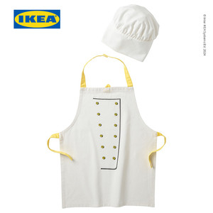 IKEA TOPPKLOCKA Celemek Anak Dengan Topi Koko Putih/Kuning