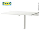IKEA NORBERG Daun Meja Makan Lipat Dinding Putih 74x60 cm