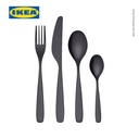 IKEA TILLAGD Set Peralatan Makan Sendok Garpu Pisau Hitam Isi 24pcs