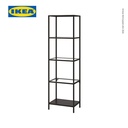 IKEA VITTSJO Unit Rak Serbaguna Minimalis Hitam-Cokelat/Kaca 51x175 cm