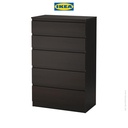 IKEA KULLEN Lemari 5 Laci Hitam-Cokelat Minimalis 70x112 cm