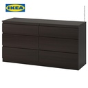 IKEA KULLEN Lemari 6 Laci Hitam-Cokelat Minimalis 140x72 cm
