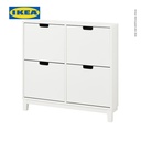 IKEA STALL Rak Kabinet Sepatu Dengan 4 Kompartmen Putih 96x17x90 cm